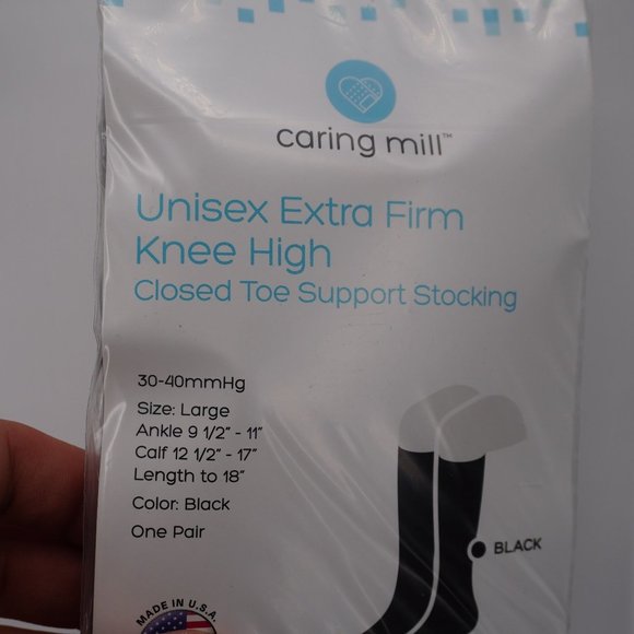Caring Mill NEW Unisex Extra Firm Knee High Closed Toe Support Stocking Large - Picture 2 of 5